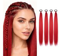Braid Hair Extensions for Women,4 Pack Purple Ponytail Extension with Elastic Tie 26 Inch Long Pre Stretched Hair Straight Purple Braiding Hair (D)