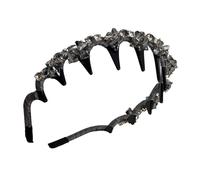 Braid Hairband, Pearl Headband, Anti-Slip Teeth Hoop, Decorative Fashion Accessory, Party Wedding Use,14x14x4cm/5.51x5.51x1.57 Inches, White, 1 Piece, 40g