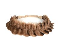 Braid Headband 2 Strands Messy Classic Chunky Plaited Wide Braids Elastic Stretch Quality Synthetic Braided Women Girl Bohemian Hair (Light Brown)