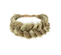 Braid Headband 2 Strands Messy Classic Chunky Plaited Wide Braids Elastic Stretch Quality Synthetic Braided Women Girl Bohemian Hair (Light golden grey)