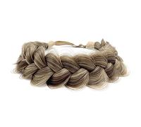 Braid Headband 2 Strands Messy Classic Chunky Plaited Wide Braids Elastic Stretch Quality Synthetic Braided Women Girl Bohemian Hair (Gray Brown)