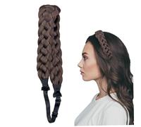 Braid Headband 5 Strands Synthetic Hair Braided Headband with Adjustable Elastic Stretch Chunky ＆ Wide Plaited Braid Hair Band Hairpiece for Girls Style 3..