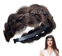 Braid Headband - Wide Fishbone Braids Hairband With Teeth, 1 Unit Synthetic Plait Hoop For Elegant Styling, Textured Non-Slip Gripper, Beauty Gear, Accessory For Weddings And Daily Wear