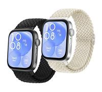 Braid Nylon Band Compatible with Huawei Watch Fit 3 Strap, Soft Sport Replacement Wristband for Huawei Fit 3 Smartwatch Fitness Accessories-Black+Starlight