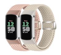 Braid Nylon Compatible with Fitbit Charge 6 Watch Bands, Magnetic Stretchy Fabric Soft Loop Straps Adjustable Wristband for Fitbit Charge 5 Band/Charge 6 Fitness Tracker Replacement for Women Men