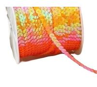 Braid Trim Spangle, 6mm Sequins Ribbon Roll, 100 Yards, Multicolor Flat Round Sequin Trim(Ab Orange)