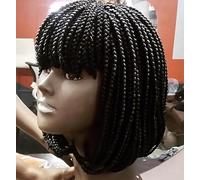 Braid Wig Synthetic Short Bob Wig Box Braided Wig With Bangs Cornrow Braided Wig For Black Women