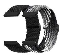 Braided 22mm Watch Strap for Samsung Galaxy Watch 3 45mm/Galaxy Watch 46mm/Gear S3 Frontier,2 Pack Elastic Nylon Sport Replacement Band for Garmin Vivoactive 4/Venu 2,Huawei Watch GT/GT2/GT3/GT4/GT2e