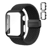 Braided Bands and Case for Apple Watch Bands for Women 40mm 44mm 46mm 42mm 45mm 41mm 38mm Men,Magnetic Nylon Sport Stretchy Solo Loop Elastic Strap with Cover for iWatch Series 11 10 9 8 7 6 5 4 3 SE