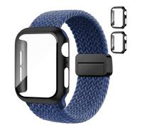 Braided Bands and Case for Apple Watch Bands for Women 40mm 44mm 46mm 42mm 45mm 41mm 38mm Men,Magnetic Nylon Sport Stretchy Solo Loop Elastic Strap with Cover for iWatch Series 11 10 9 8 7 6 5 4 3 SE