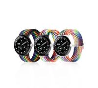 Braided Bands Compatible with Google Pixel Watch 4 45mm Band/Pixel Watch 3 Band 45mm, Elastic Nylon Breathable Sport Loop Straps for Pixel 3/4 Watch Band 45mm for Men Women (Rainbow+NewRainbow+