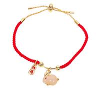 Braided Beaded Hand Dainty Bracelet Rabbit Girl Rope for New Adjustable The Bunny Year Ladies Cute Accessories Red Chain Wrist Accessory Copper