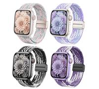 Braided Bracelet Compatible with Apple Watch 49, 46, 45, 44, 42, 41, 40, 38 mm, Stretchy Magnetic Nylon Loop Sports Strap for Men and Women, for iWatch Series 11 10 9 8 7 6 5 4 3 2 1 SE Ultra, 38mm