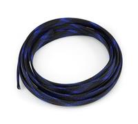 Braided Cable Sleeve, 16.4ft Expandable Mesh Cable Management Sleeve, Wear-Resistant Cord Protectors from Pets No Chew Flexible Wire Sleeving for Audio Video (Black and Blue, 3/8")