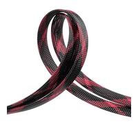 Braided Cable Sleeve, 33ft Expandable Wire Loom for Automotive Wiring Harness & PC Case, Pet-Proof Chew Resistant Cord Protector, Flexible Cable Management (Black-Pink, 10mm (3/8"))