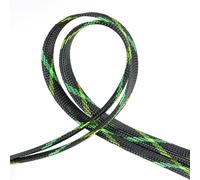 Braided Cable Sleeve, 33ft Expandable Wire Loom for Automotive Wiring Harness & PC Case, Pet-Proof Chew Resistant Cord Protector, Flexible Cable Management (Black-UV Green-UV Yellow, 25mm (1"))
