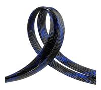 Braided Cable Sleeve, 33t Expandable Wire Loom for Automotive Wiring Harness & PC Case, Pet-Proof Chew Resistant Cord Protector, Flexible Cable Management (Black-Blue, 25mm (1"))
