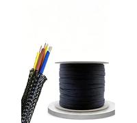 Braided Cable Sleeving, Flame Retardant PET Wire Tubing for Computer Desk and Electronics, Expandable Black Cable Management Solution