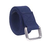 Braided Canvas Belt, 110CM Double Ring Buckle Elastic Belt, Adjustable Webbing Belt for Men & Women - Blue
