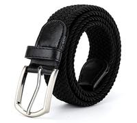 Braided Canvas Woven Elastic Stretch Belts for Men/Women/Junior with Multicolored, Black, Medium/32"-34" Waist