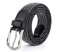 Braided Canvas Woven Elastic Stretch Belts for Men/Women/Junior with Multicolored, Black-white, X-Large/40"-42" Waist
