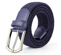 Braided Canvas Woven Elastic Stretch Belts for Men/Women/Junior with Multicolored, Blue, Large/36"-38” Waist