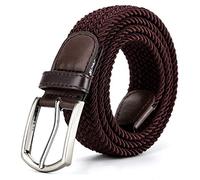 Braided Canvas Woven Elastic Stretch Belts for Men/Women/Junior with Multicolored, Brown, Medium/32"-34" Waist