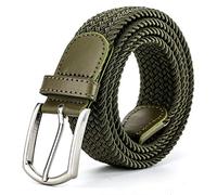 Braided Canvas Woven Elastic Stretch Belts for Men/Women/Junior with Multicolored, Green, Medium/32"-34" Waist