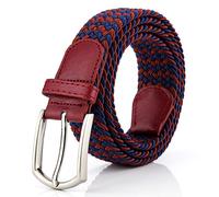 Braided Canvas Woven Elastic Stretch Belts for Men/Women/Junior with Multicolored, Wineblue, Medium/32"-34" Waist
