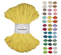 Braided Cotton Cord 3 mm 100 m, 46 Colours, Crochet Cord, Macrame Cord, Macrame Yarn, Premium Yarn, Macrame Rope, Sznurkomania (Lemon)