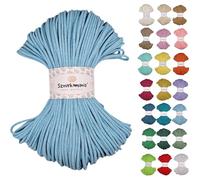 Braided Cotton Cord 3 mm 100 m, 46 Colours, Crochet Cord, Macrame Cord, Macrame Yarn, Premium Yarn, Macrame Rope, Sznurkomania (Light Blue)