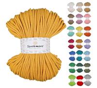 Braided Cotton Cord 5 mm 100 m, 46 Colours, Crochet Cord, Macrame Cord, Macrame Yarn, Premium Yarn, Macrame Rope, Sznurkomania (Yellow)