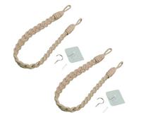 Braided Curtain Tiebacks with Metal Hooks, No Drill Drape Holdbacks for Farmhouse Bedroom Living Room Window Decor Curtain Tiebacks