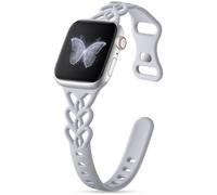 Braided Cute Heart Slim Band: for Apple Watch Bands for iWatch Bands Women SE 40mm Series 10 42mm 41mm 38mm 9 8 7 6 5 4 3 1 Lace Breathable Soft - Narrow Thin Sport Strap for i Watched Wristband Grey