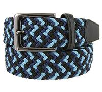 Braided Elastic Stretch Belt Casual Weave Canvas Fabric Woven Belt 1-3/8" Wide, Black/Blue/Navy, Medium (for waist 33"-35")
