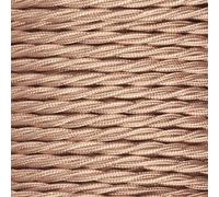 Braided Fabric Cable 3m 3 Core 0.75mm² (18AWG) Vintage Twisted Electrical Wire for DIY Lamps, Industrial Pendant Lights & Hanging Lighting - 3 Conductor Cloth Covered Textile Flex (Rose Gold)