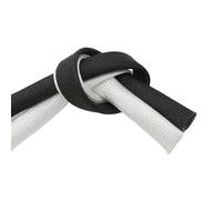 Braided Fiberglass Sleeve ID 1mm ~ 40 mm 600 Deg.C High Temperature Chemical Glass Fiber Tube Fiberglass Sleeving Black White(Black,14mm)