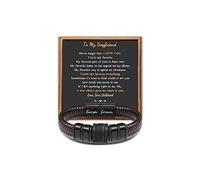 Braided for Men Dad Husband Boyfriend Son Grandson Brother Stainless Steel Clasp Engraved with Love You Forever Jewelry Birthday Gift 7.5 8.5 9 Inch, 9", Leather, no