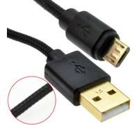 kenable BRAIDED GOLD USB 2.0 A To MICRO B FAST CHARGE Cable 24AWG 1m BLACK