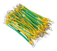 Braided Ground Straps ，Accessories Grounding Wire 100PCS Solar Photovoltaic Grounding Wire with Terminals 10/12/14AWG 6mm Aperture Earth Cable 10-50cm Length(10 AWG,20cm)