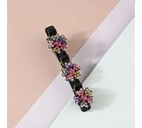 Braided hair clip Broken hairpin forehead bangs Broken hair finishing artifact Side clip headdress (Five-petal flower - colorful,A)