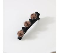 Braided hair clip Broken hairpin forehead bangs Broken hair finishing artifact Side clip headdress (Flocking model - round brown leopard print,A)