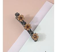 Braided hair clip Broken hairpin forehead bangs Broken hair finishing artifact Side clip headdress (Five Petals - Champagne,A)
