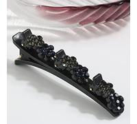 Braided hair clip Broken hairpin forehead bangs Broken hair finishing artifact Side clip headdress (Plum Blossom - Two Tone Gray Dark Blue,A)