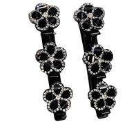 Braided Hair Clips Double Layer Braided Hair Clips 2PCS, Sparkling Rhinestone Braid, Non-Slip Accessories for Styling Bangs and Updos