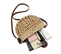 Braided Handbag - Braided Straw Bag Hole Pattern Large Capacity - Women's Holiday Beach Bag - for Home, Desk, School, Office, Dating, Outdoor, Travel, Work, Walking, khaki, Siehe Beschreibung