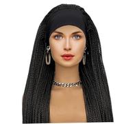 Braided Headband Wigs 26'' Long Black Wig with Ice Silk Hair Band, Three-Strand Braided Hairpieces for Women