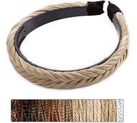 Braided Headband With Teeth Fishtail Braid Headband With Tooth Classic Chunky Wide Plaited Braids Hair Band Hoop Synthetic Hair Piece Hairpiece For Women Sandy Blonde Mix Bleach Blonde