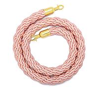 Braided Hemp Rope Barrier 150cm Pink Crowd Control Stanchion Rope with Hooks Ideal for Event Entrances Bars Hotels Cinemas -& Stylish 5ft Queue Line Solution