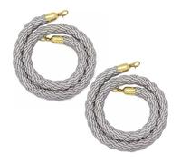 Braided Hemp Stanchion Rope 3ft-8ft, 2-Pack Crowd Control Rope Barrier, Durable Queue Line Divider for Events, Parties, Grand Openings - Gray Safety Ropes